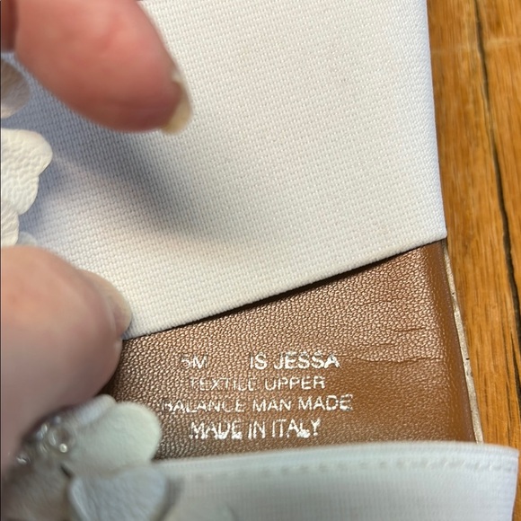 White and Brown Floral Sandals with Double Strap Design - Picture 3 of 5